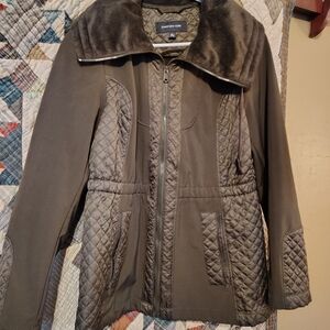 Jones New York Olive Utility Jacket with Quilted Design